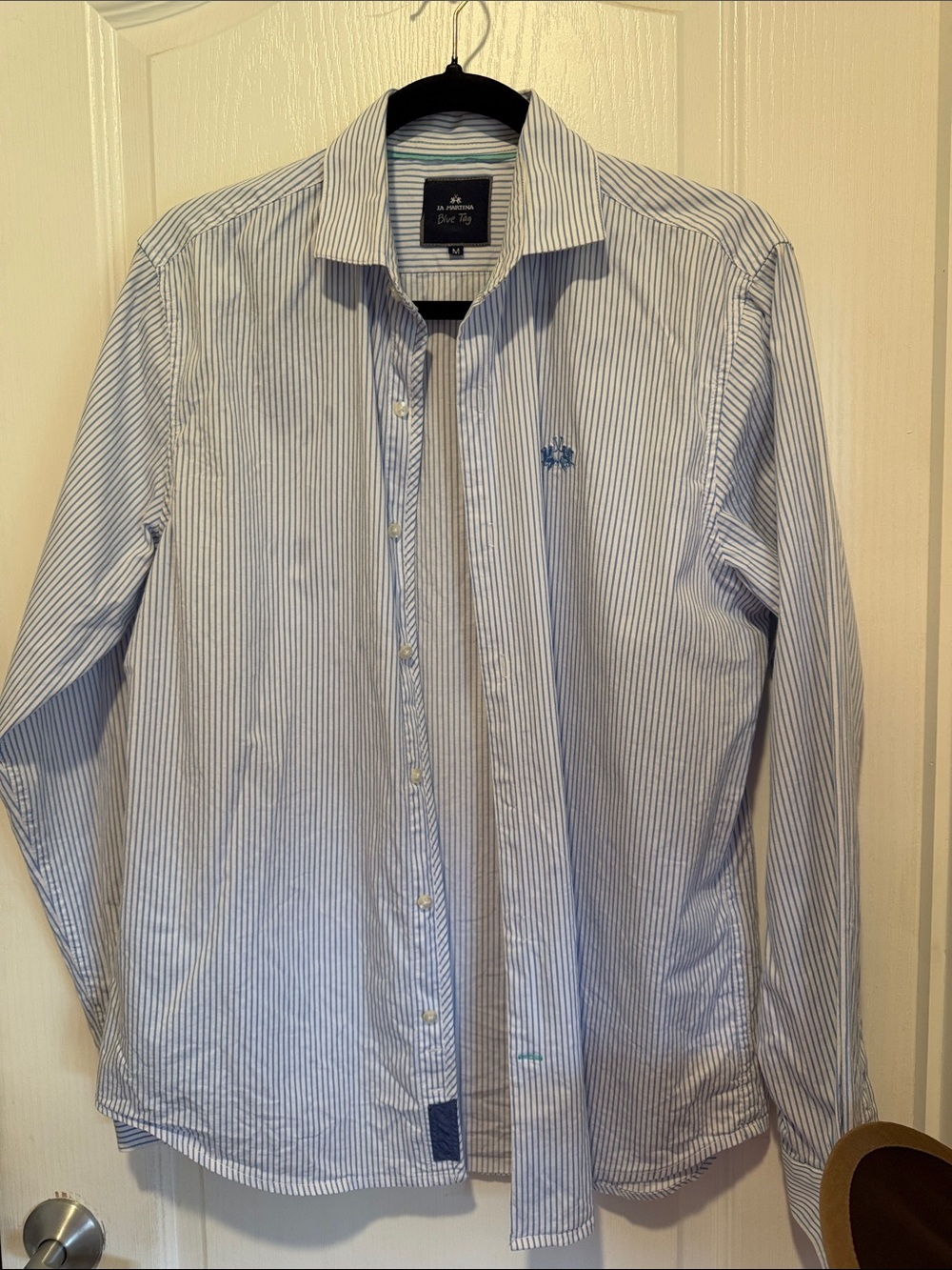 La Martina Men's Blue & White Striped Button-Down Shirt